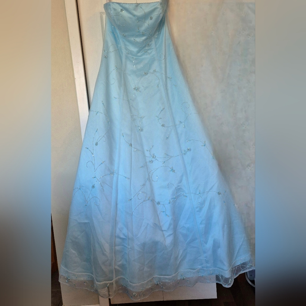Alfred Angelo Light Blue Beaded Gown Prom Grad Party